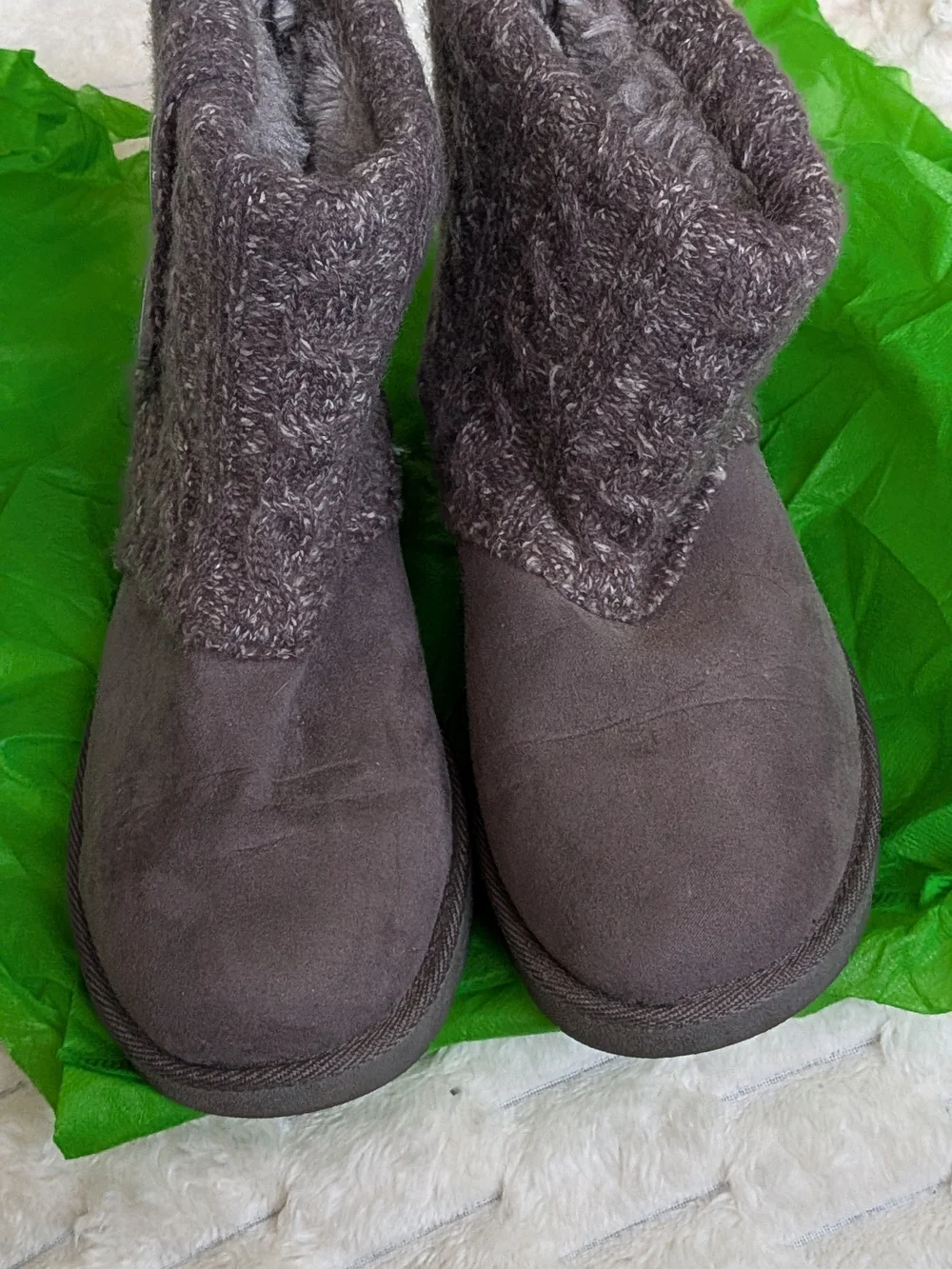 Women's Brown Knit Ankle Booties